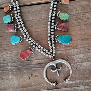 Multi Material Necklace With Naja By Greg Pat, Diné (Navajo)