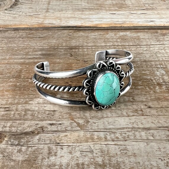 Turquoise and Sterling Silver Cuff - image 3