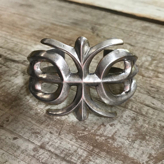 Navajo Silver Sandcast Cuff Bracelet