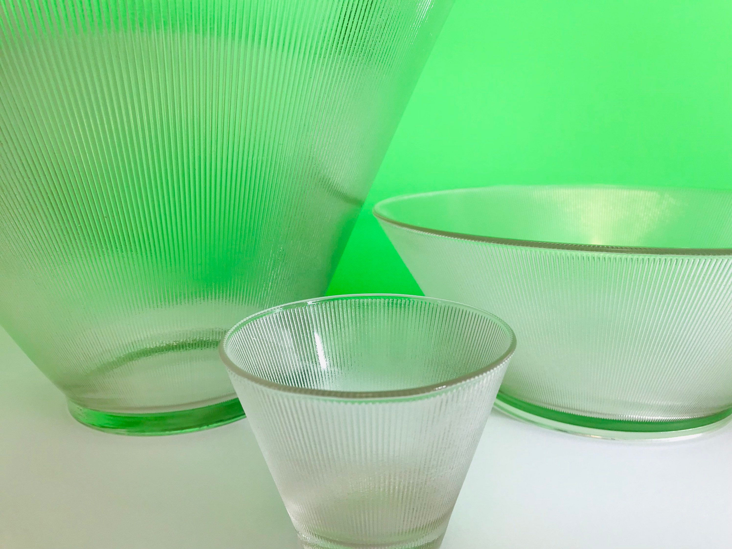 Art Deco Vintage Glass Ribbed Bowls Etsy Australia