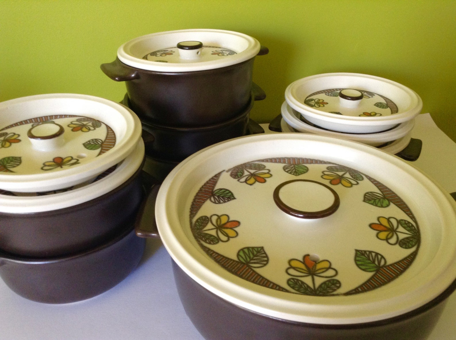 7 Flame Chef Stoneware 1970's Oven Proof Dishes With Lids Etsy Australia