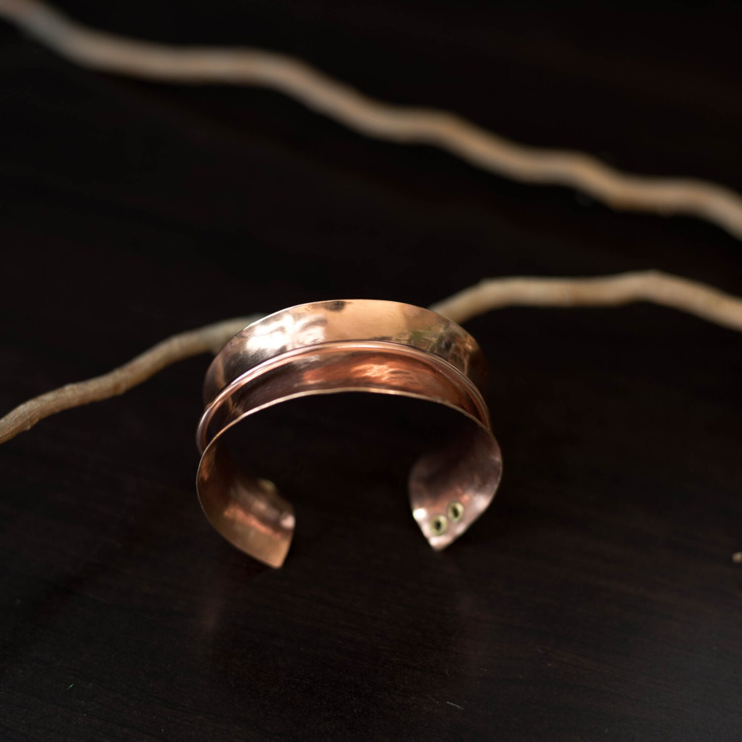 Mixed Metal Cuff Bracelet Minimalist Modern One of a Kind Etsy