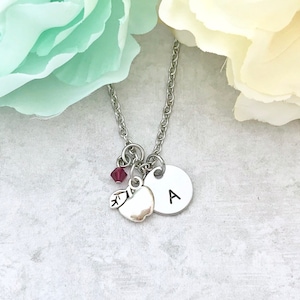 Joyería de apreciación del maestro - joyería personalizada del maestro - collar de manzana para el maestro - regalos personalizados para la apreciación del maestro