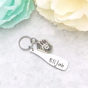 Personalized Baseball Bat Keychain - Backpack Zipper Pull - Back To School