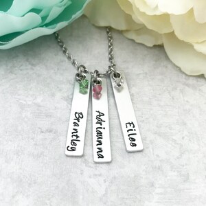 New Mom Birthstone Necklace - Kids Name Necklace for Mom - Custom Name Necklace with Birthstone - Personalized New Mom Necklace - For Mom
