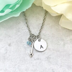 Personalized Christmas Gift for Her - Personalized Arrow Charm Jewelry - Arrow Initial Necklace - Arrow Charm Necklace - Wanderlust Necklace