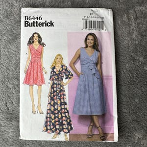 Butterick B6446 Misses Pleated Wrap Midi Maxi Dress & Sash Sewing Pattern Size E5 14-22 UNCUT