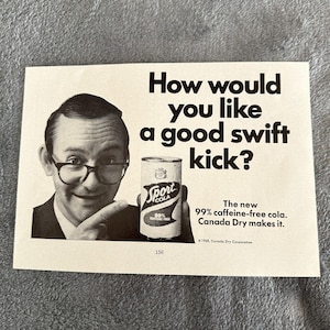 Sport Cola Canada Dry Good Swift Kick Soft Drink Vintage Print Ad 1968