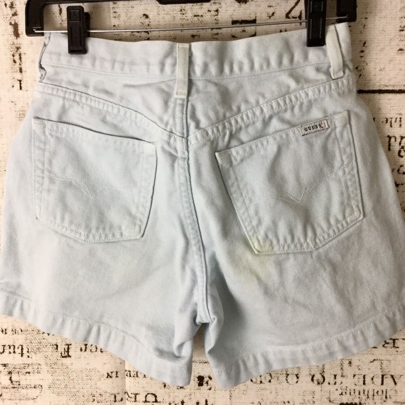 Vintage Guess Jean Shorts Size 27 High Waist Light Wash distressed