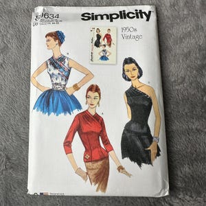 Vintage 1950s Simplicity S9634 Blouse & Cummerbund Pattern Sz 16-24 Rockabilly