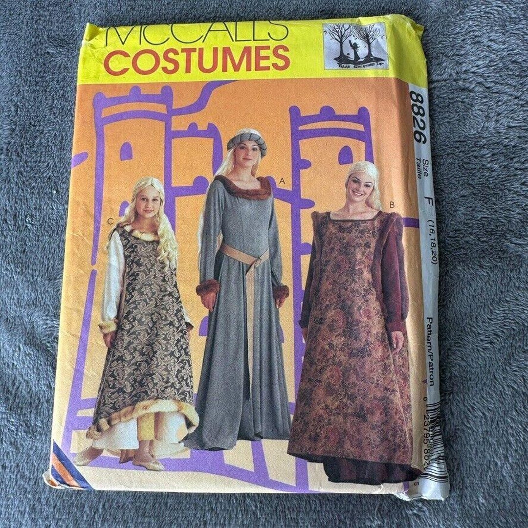 Mccalls Sewing Pattern 8826 Sz 16-20 Renaissance Medieval Dress Costume ...