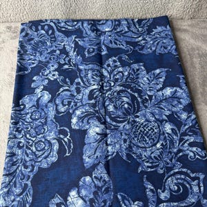 Richloom Blue Floral Damask Upholstery Fabric 2 Yards Crafts Tote Bag Pillows