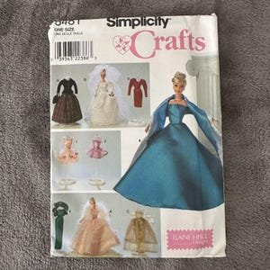 Simplicity 8481 Doll Clothes Pattern 11.5&quot; Barbie Dress Gown Elaine Heigl Y2K