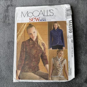 May include: McCall's sewing pattern M4599, featuring images of jackets and vests. The pattern includes sizes FF (16-18-20-22). The cover displays a woman wearing the garments. The pattern is manufactured under license by PRIMEDIA Special Interest Publications, Inc.