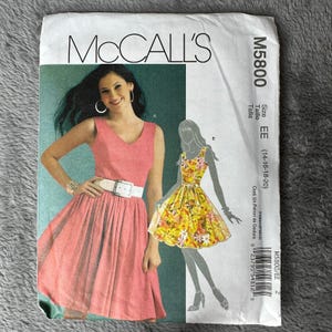 McCalls M5800 Dress Pattern EE 14-20 Fit Flare Lined Sleeveless Princess Seams