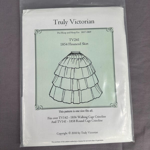 Truly Victorian TV241 1854 Flounced Skirt Sewing Pattern Hoop Era Costume