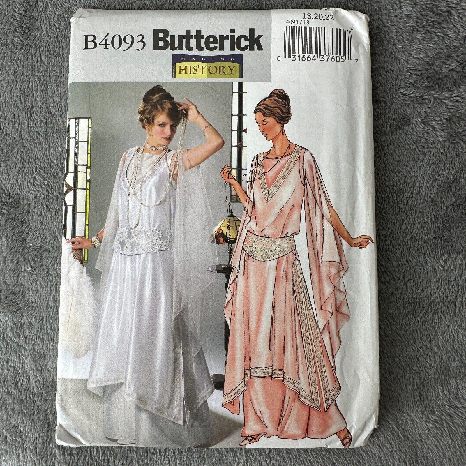 Butterick Pattern B4093 Sz 18-22 Tunic Gown Girdle Roaring 20s Costume Cosplay