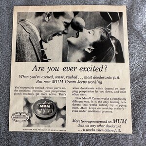 Mum Deodorant Cream Teen-agers Depend On It Couple At Party Print Ad 1957