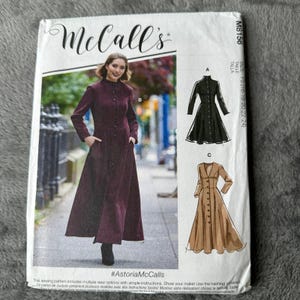 McCalls M8156 Sewing Pattern Misses Long Line Coat Dress Size F5 16-24 Uncut