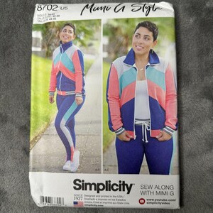 Simplicity Pattern 8702 Mimi G Track Suit 16-24 Jacket Pants Sewing Athleisure