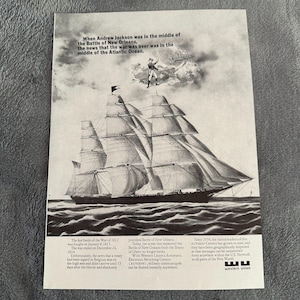 Western Union Clipper Ship Ad: War of 1812, Andrew Jackson (1968)