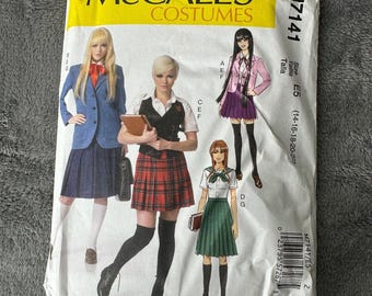 McCalls M7141 Anime Skolflicka Uniform Kostym Mönster Storlek 14-22 Cosplay Teater