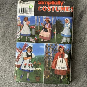 Simplicity 8234 Girls Costume Sewing Pattern Sz 5-8 Bo Peep Riding Hood Holland
