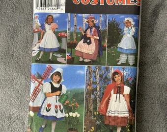 Simplicity 8234 Girls Costume Sewing Pattern Sz 5-8 Bo Peep Riding Hood Holland