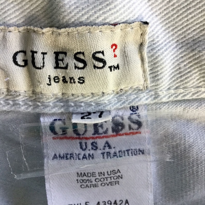 Vintage Guess Jean Shorts Size 27 High Waist Light Wash distressed
