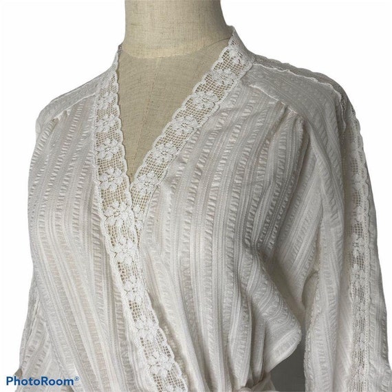 Vintage Miss Elaine Seersucker Wrap Robe Womens S