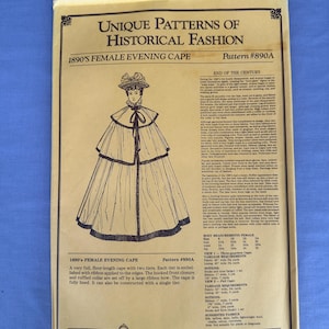 Old World Enterprises 1890s Cape Pattern Victorian Costume Sewing