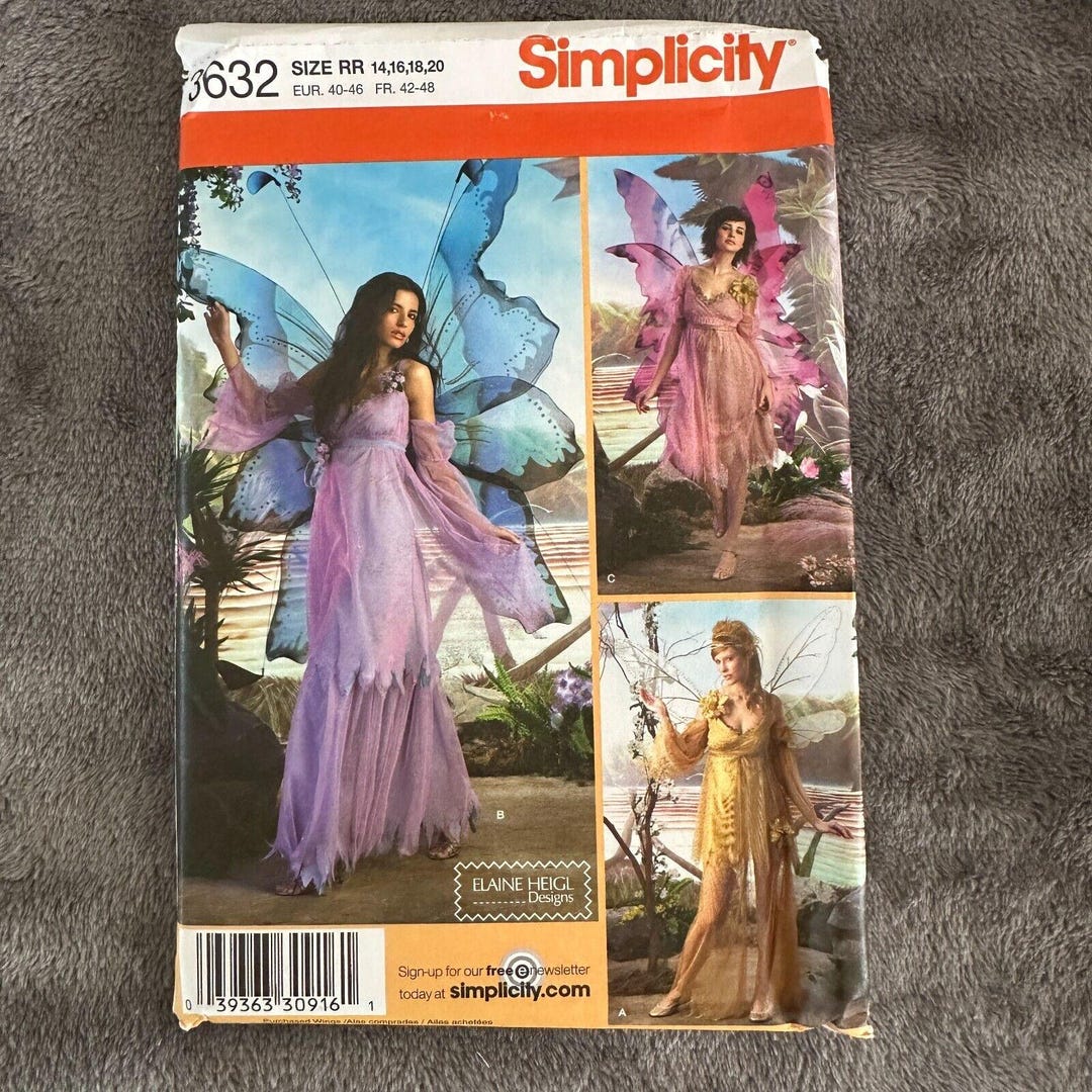 Simplicity 3632 Fairy Butterfly Costume Pattern Elaine Heigl Size 14-20 ...