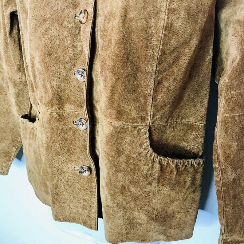 Vintage Leather Suede Jacket Womens Medium Brown Western Machine Wash