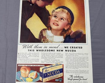 1937 Nucoa Margarine Vintage Farbe Lebensmittel Print Ad doppelseitige Seite