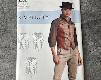 Men's Steampunk Corset Vests Simplicity Sewing Pattern S9087 Uncut