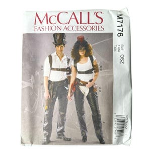 McCalls M7176 Steampunk Accessories Pattern One Size Chaps Belts Harness Hats