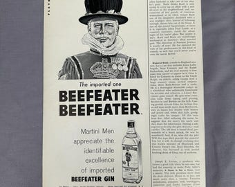 1964 Beefeater Gin Vintage Print Ad Martini Men Original Spirituosenwerbung