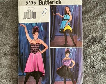 Butterick 3553 Misses Can Can Dance Costume Sewing Pattern Sizes 18-22 Cosplay