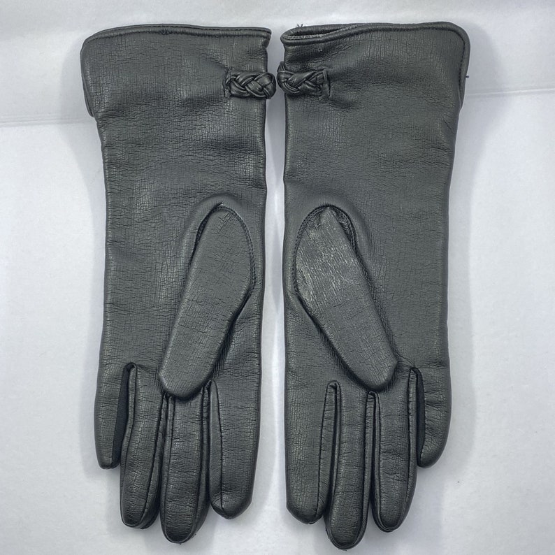 NEW Vintage Vinyl Driving Gloves Womens M Black Japan Acrylic Lined