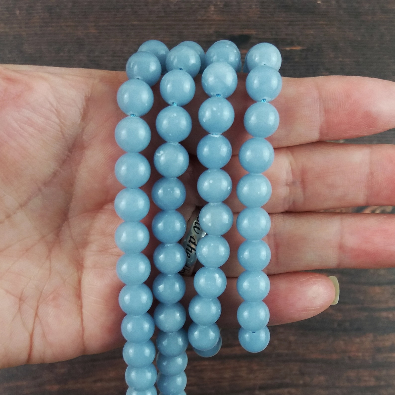 Angelite Gemstone Beads Reiki Infused Angelite Beads 8mm Etsy