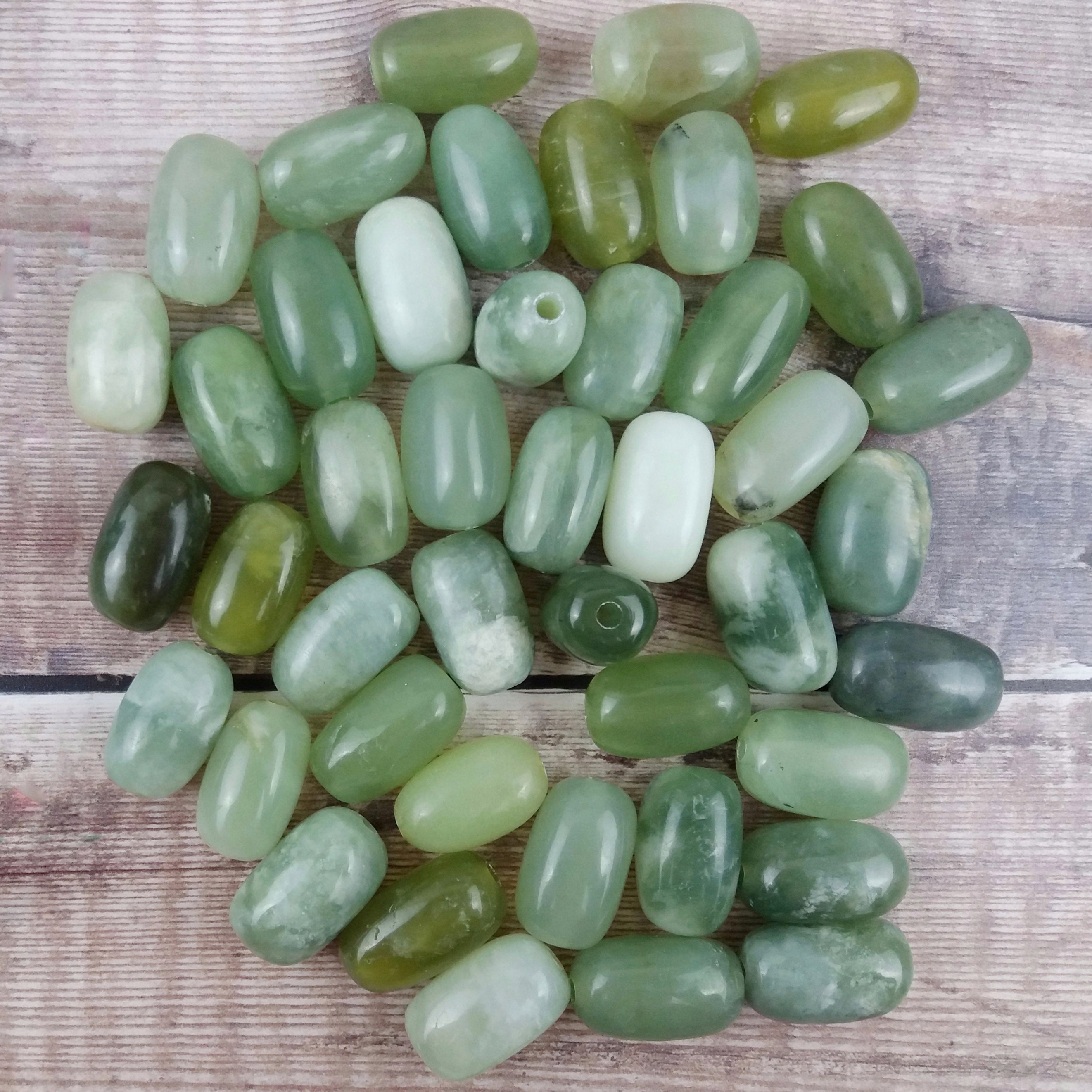 Bowenite New Jade Gemstone Beads Reiki Infused Large Hole | Etsy