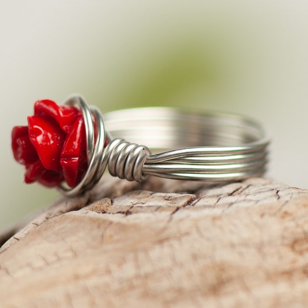 Wire Wrapped Rose Ring