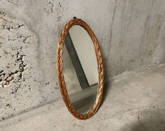 70s wicker mirror