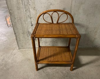 1970s rattan bedside table