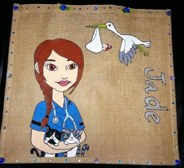PERSONALISED JUTE BAG. Nurse Jute Bag. Personalised Nurse Jute Bag