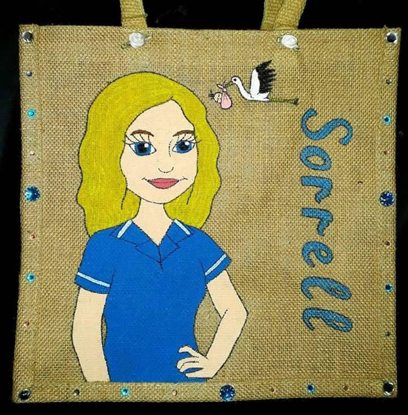 PERSONALISED JUTE BAG. Nurse Jute Bag. Personalised Nurse Jute Bag