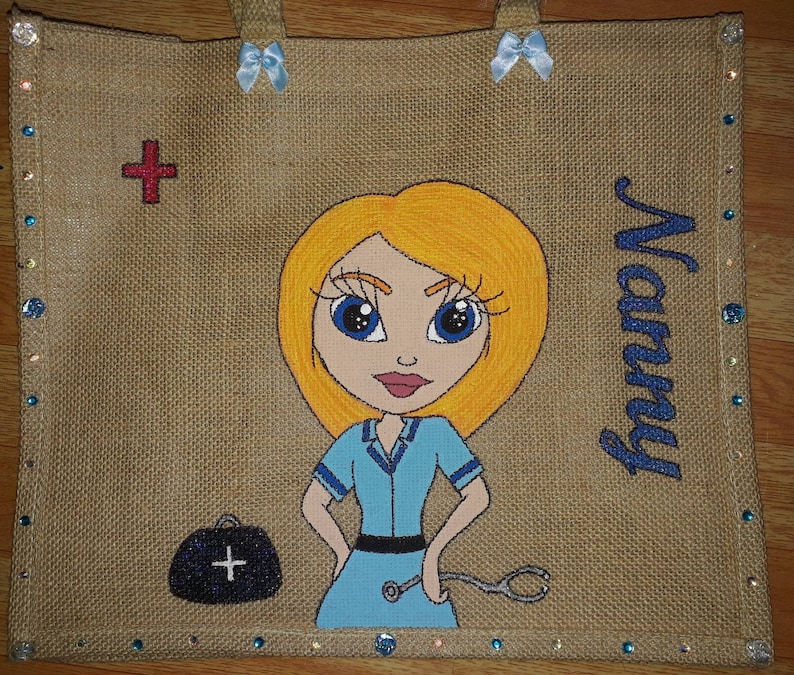 PERSONALISED JUTE BAG. Nurse Jute Bag. Personalised Nurse Jute Etsy
