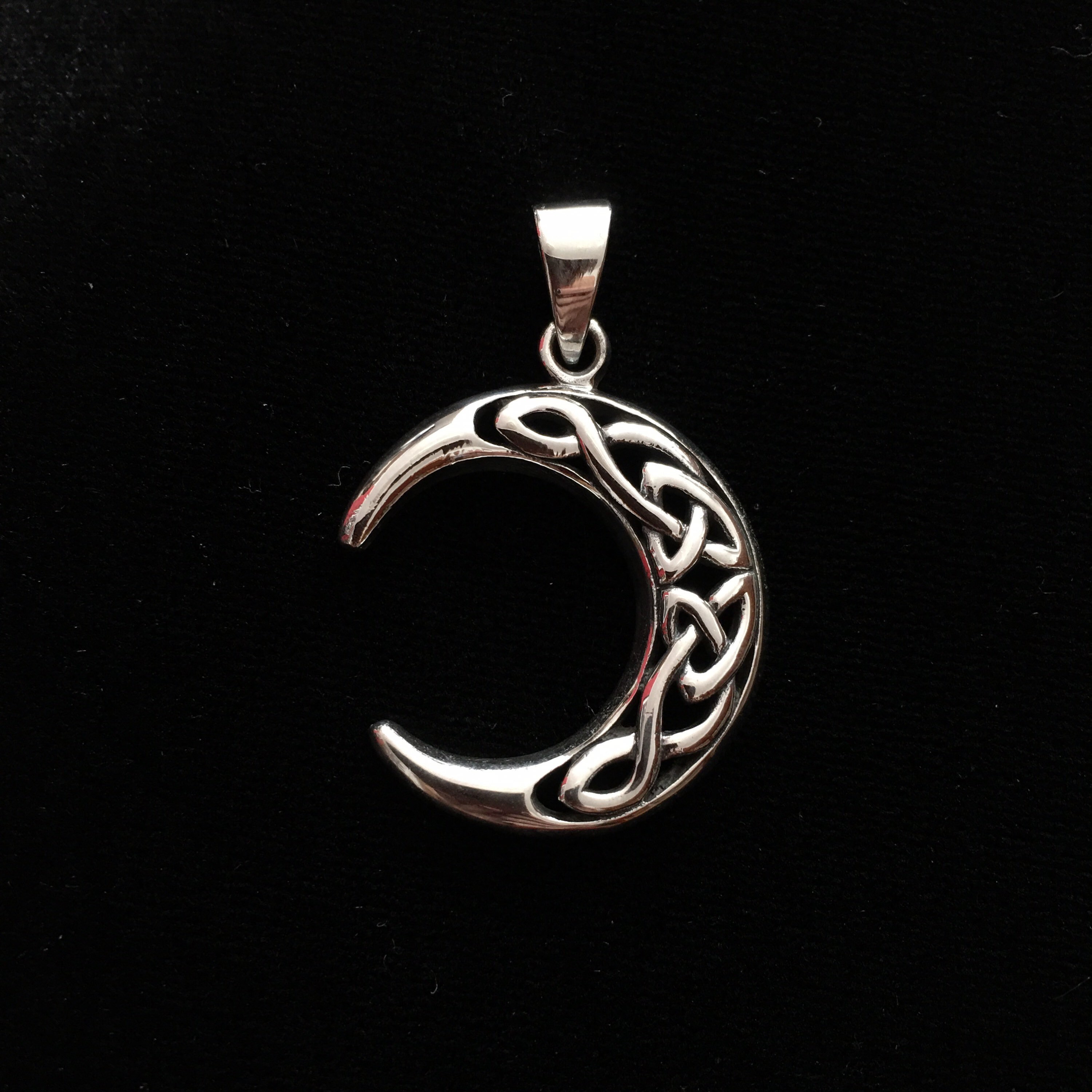 Celtic Crescent Moon Sterling Silver 925 Pendant. Perfect for Etsy