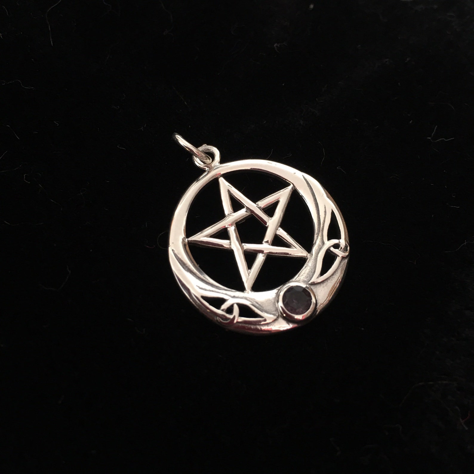 Sterling Silver 925 Pentagram Pendant with Amethyst Glass Etsy