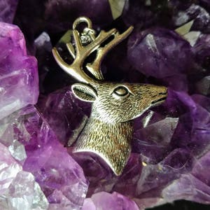Deer Buck Pewter Pendant Tibetan Silver Charm Necklace